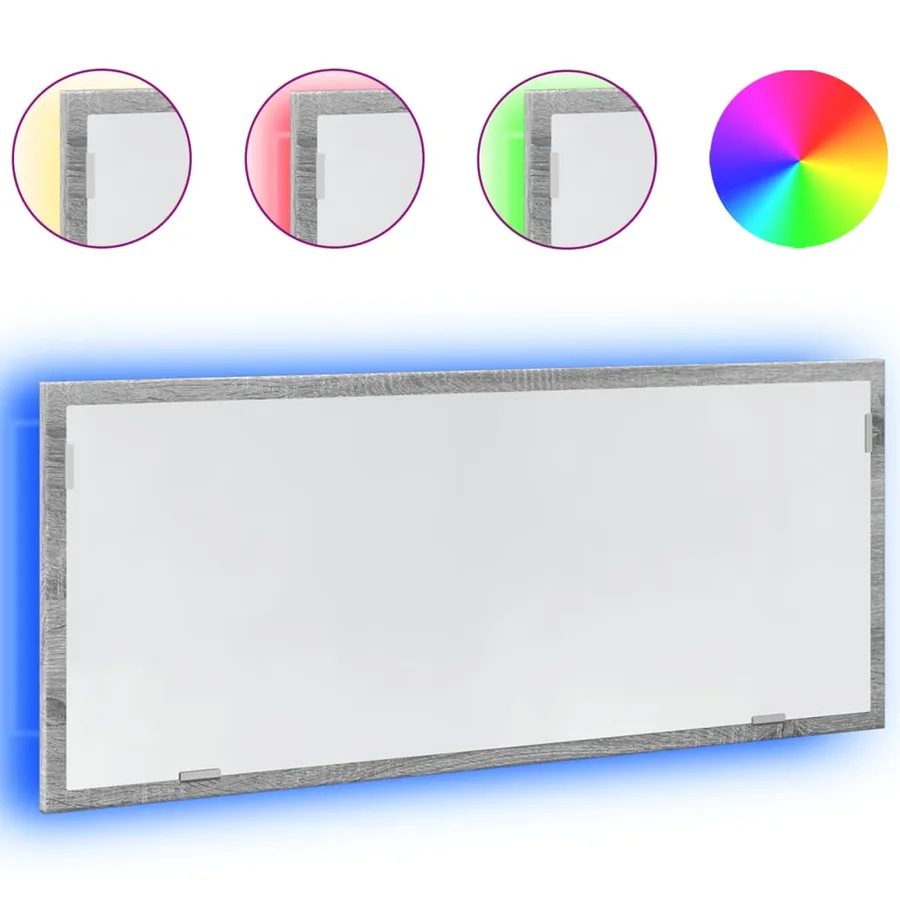 Miroir de salle de bain à LED sonoma gris bois d'ingénierie - 2