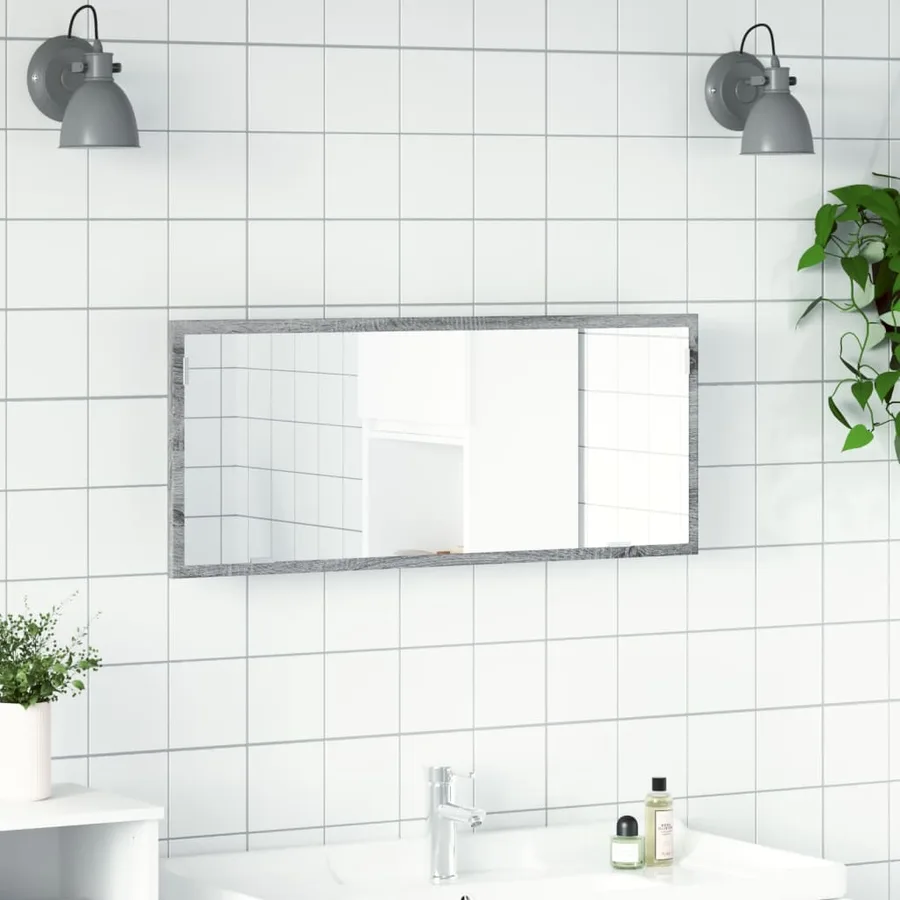 Miroir de salle de bain à LED sonoma gris bois d'ingénierie - 4