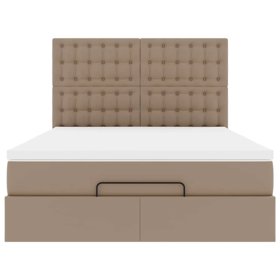 Cadre de lit ottoman et matelas cappuccino 140x190cm similicuir - 8