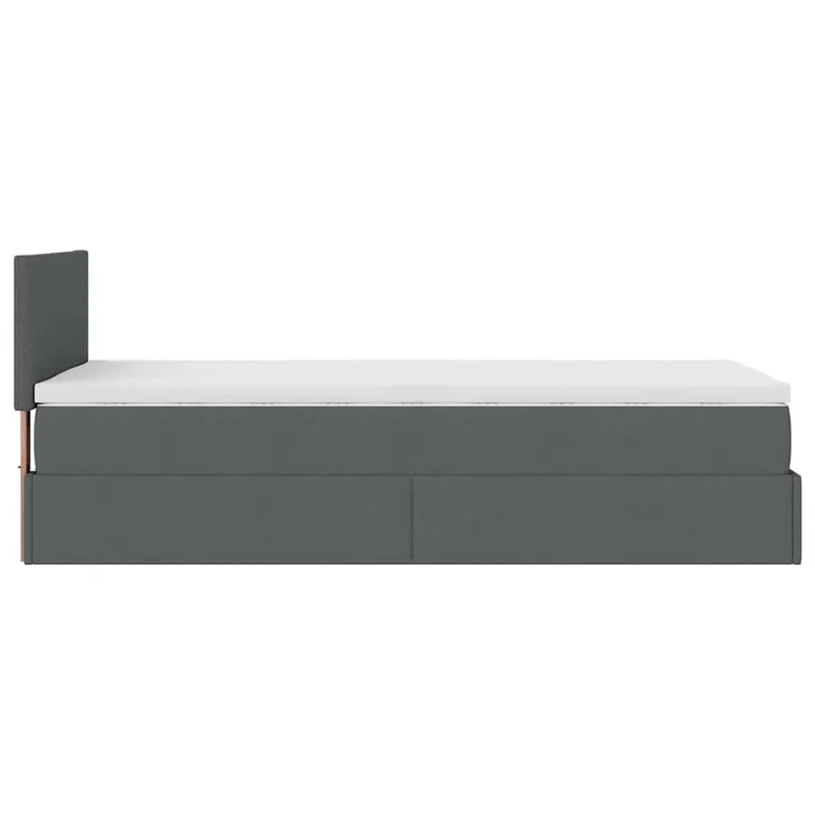 Lit ottoman avec matelas et LED gris foncé 90x200 cm tissu - 11