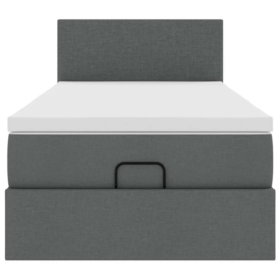 Lit ottoman avec matelas et LED gris foncé 90x200 cm tissu - 8