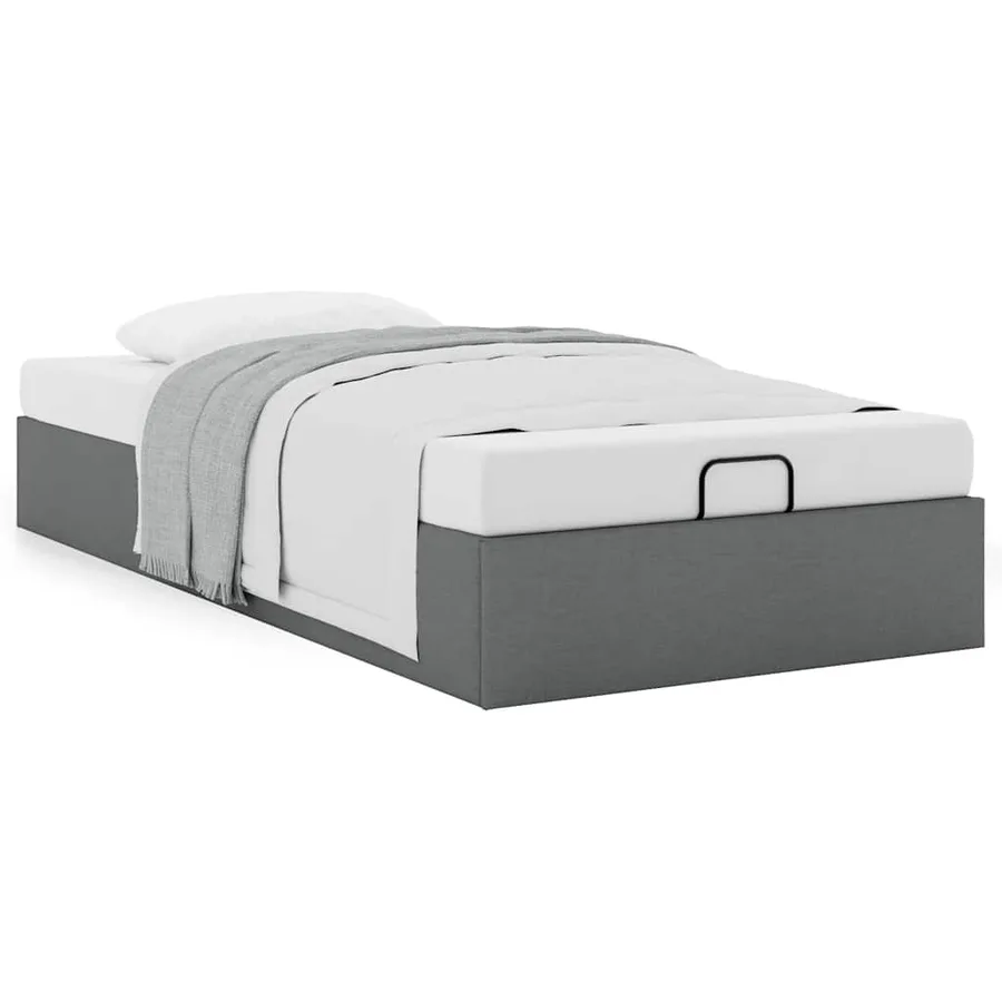 Cadre de lit ottoman sans matelas gris foncé 90x200 cm tissu - 4