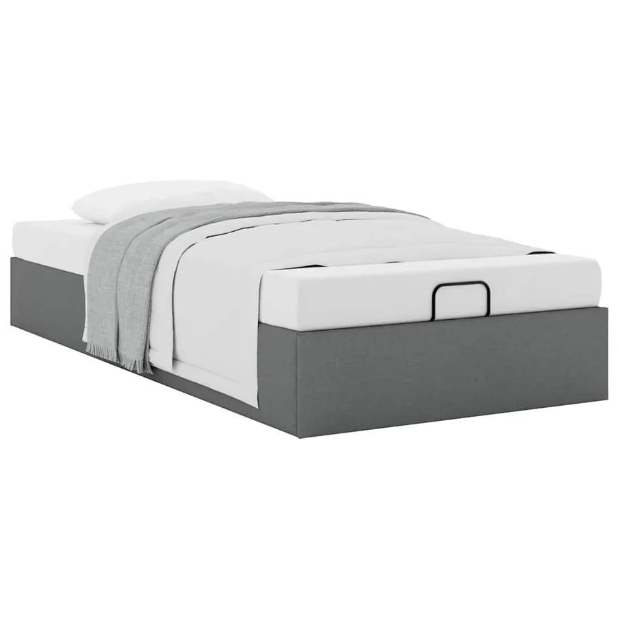 Cadre de lit ottoman sans matelas gris foncé 90x200 cm tissu - 5