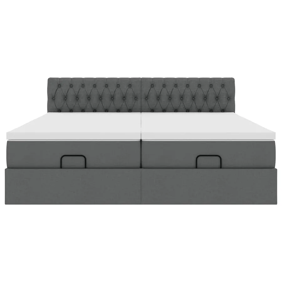 Cadre de lit ottoman avec matelas gris foncé 180x200cm tissu - 8