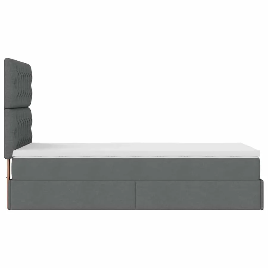 Lit ottoman avec matelas et LED gris foncé 90x200 cm tissu - 11