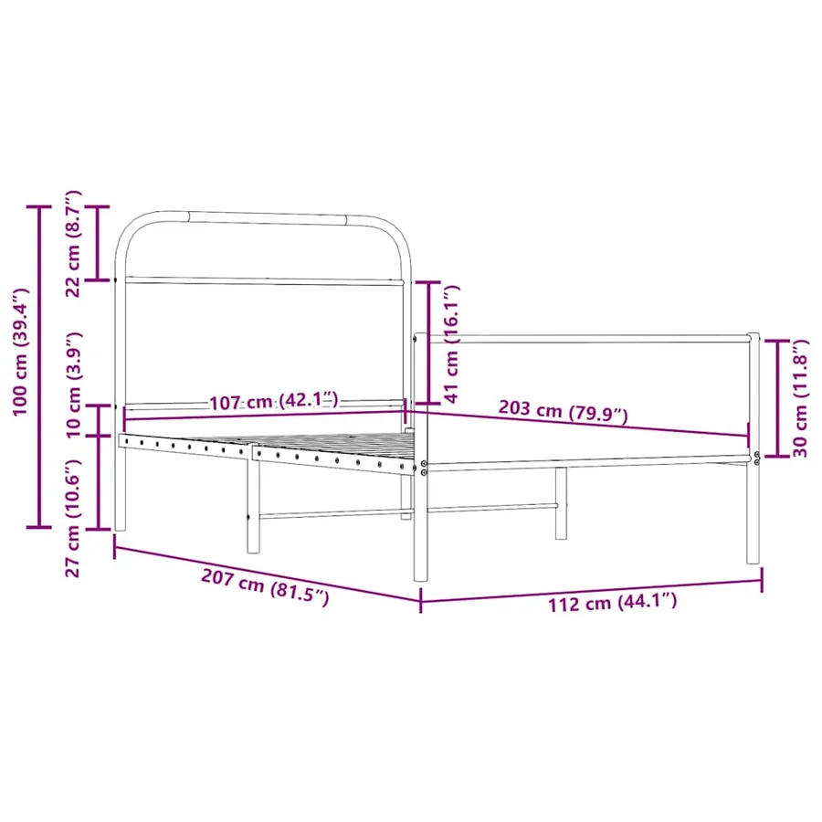 Cadre de lit sans matelas 107x203 cm chêne sonoma - 9