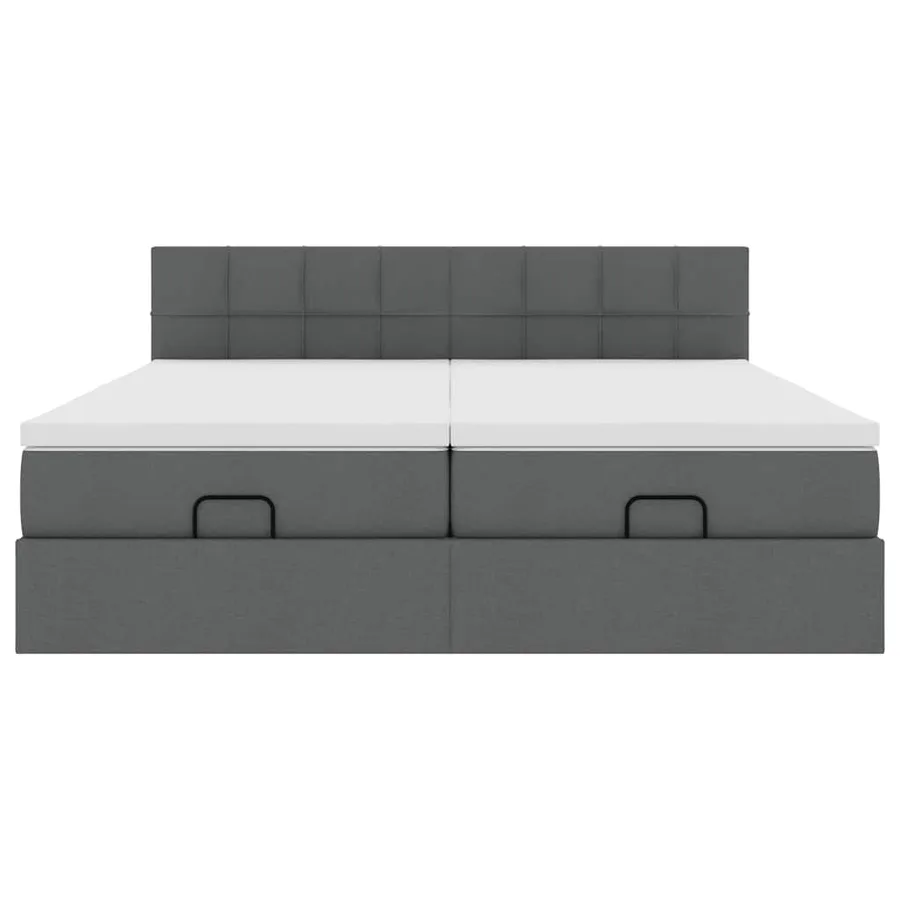 Cadre de lit ottoman avec matelas gris foncé 180x200cm tissu - 8