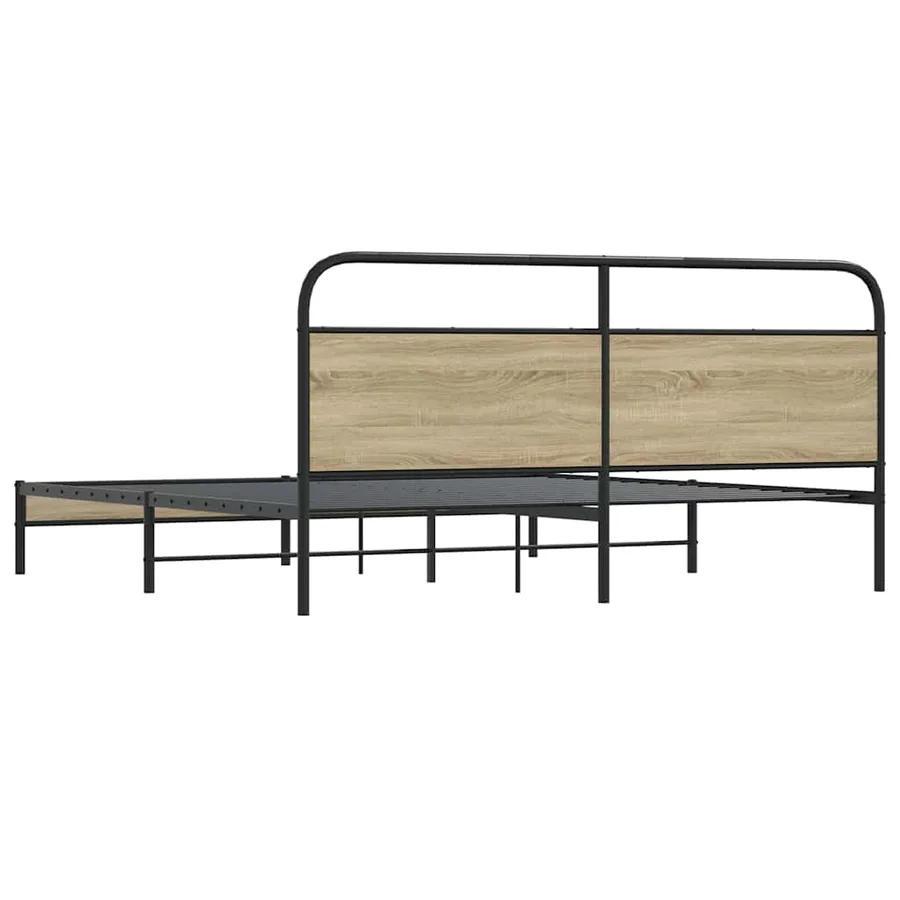 Cadre de lit en métal sans matelas chêne fumé 183x213 cm - 7