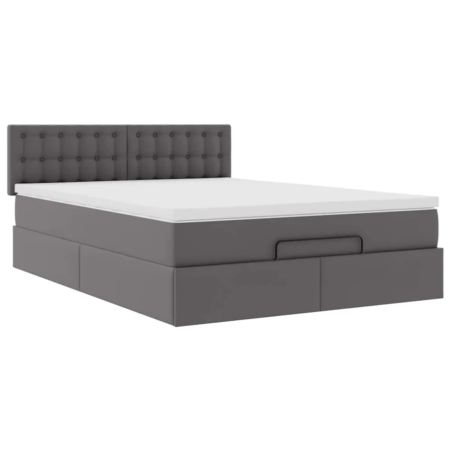 Lit ottoman avec matelas & LED Gris 140x190cm similicuir - 7