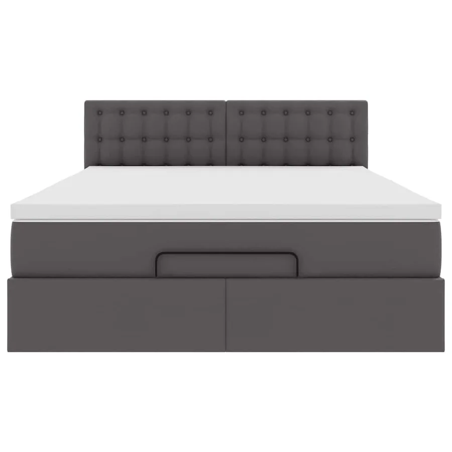 Lit ottoman avec matelas & LED Gris 140x190cm similicuir - 8