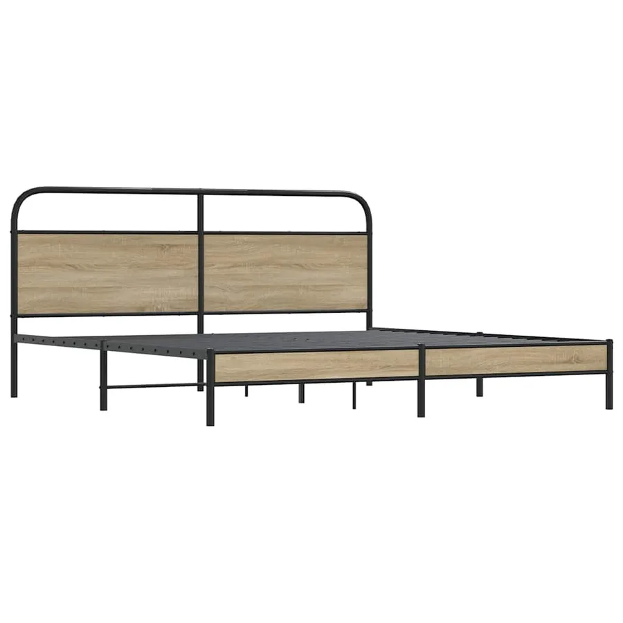 Cadre de lit en métal sans matelas chêne fumé 200x200 cm - 3