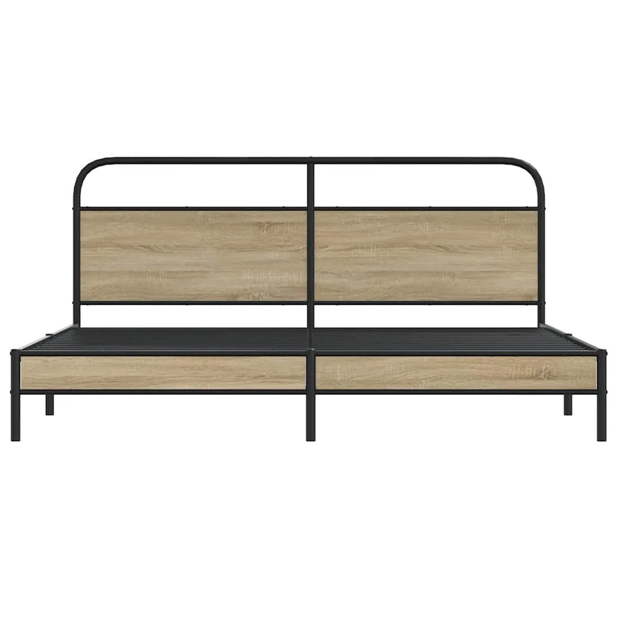 Cadre de lit en métal sans matelas chêne fumé 200x200 cm - 5