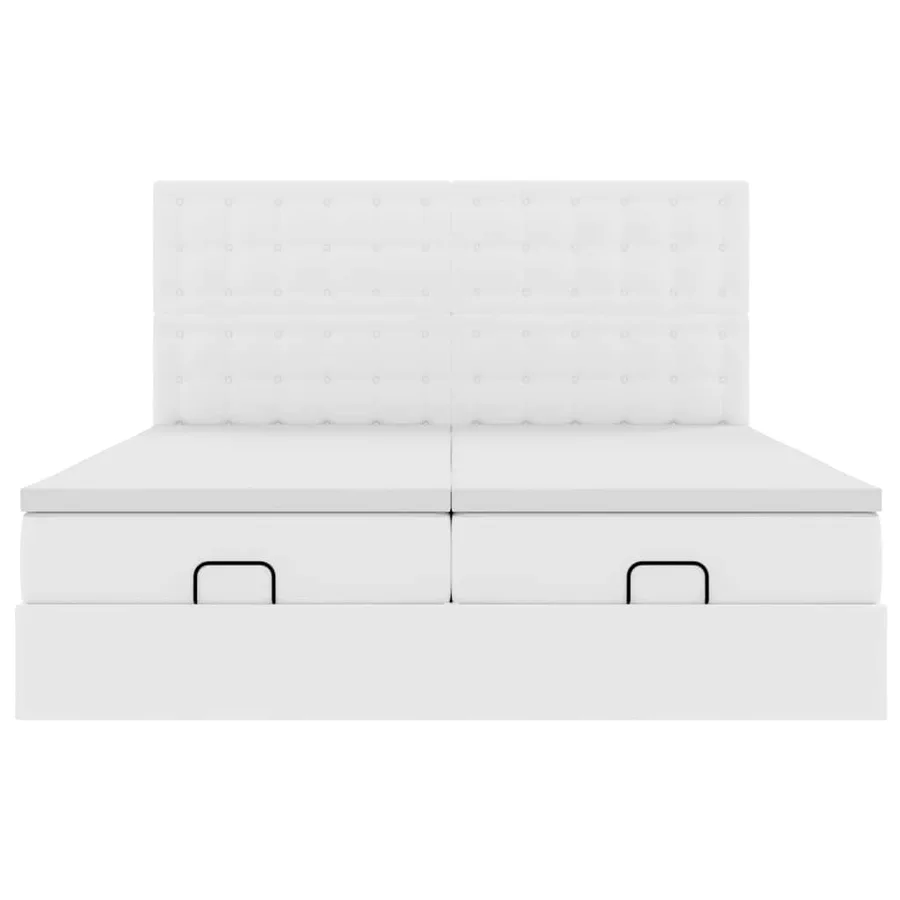 Cadre de lit ottoman et matelas blanc pur 200x200cm similicuir - 7