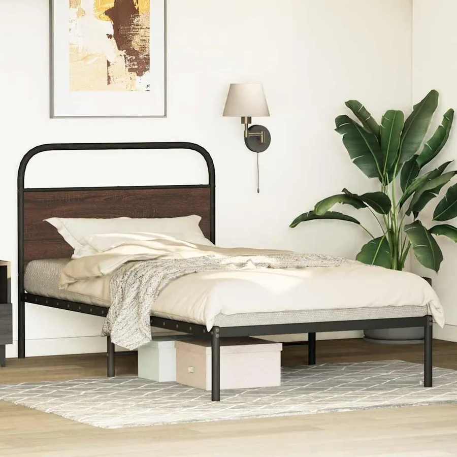 Cadre de lit sans matelas 90x190cm chêne marron bois ingénierie - 4
