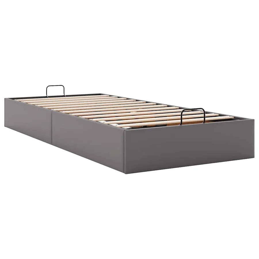 Cadre de lit ottoman sans matelas gris 100x200 cm similicuir - 6