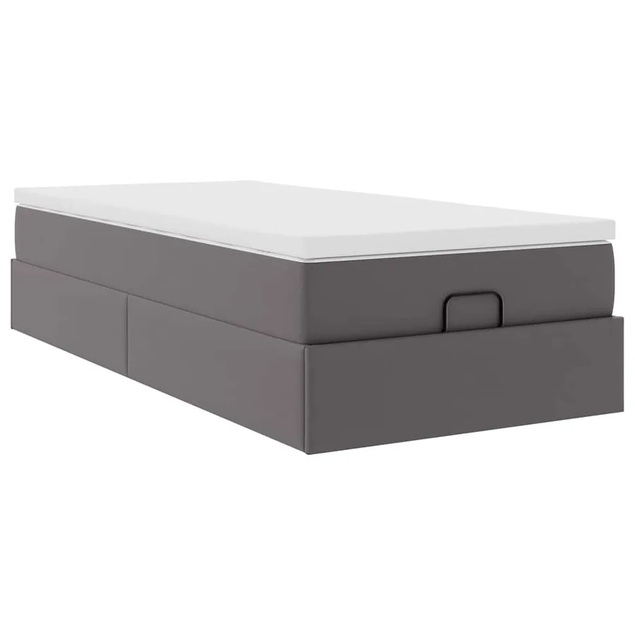 Cadre de lit ottoman avec matelas gris 100x200 cm similicuir - 6