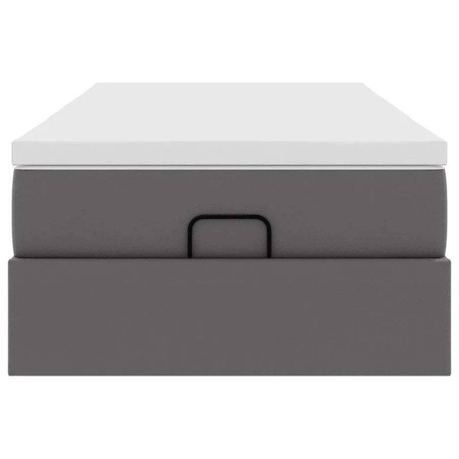Cadre de lit ottoman avec matelas gris 100x200 cm similicuir - 7