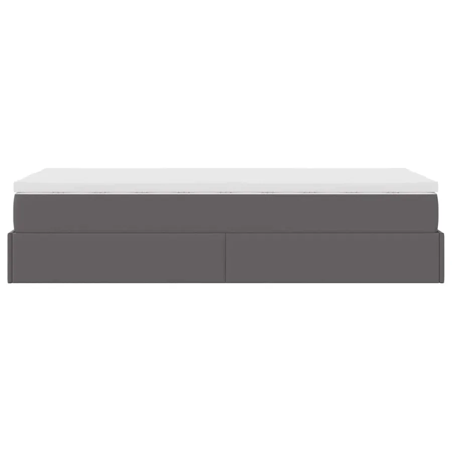 Cadre de lit ottoman avec matelas gris 100x200 cm similicuir - 9