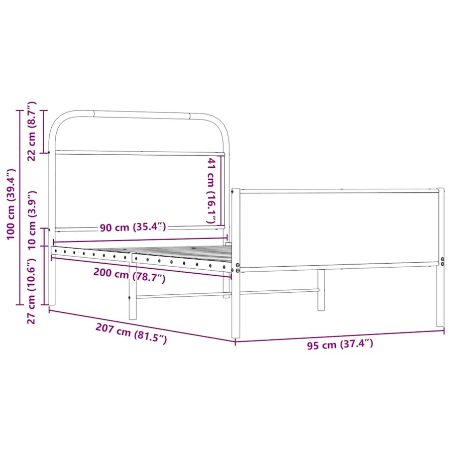 Cadre de lit sans matelas 90x200cm chêne sonoma bois ingénierie - 9