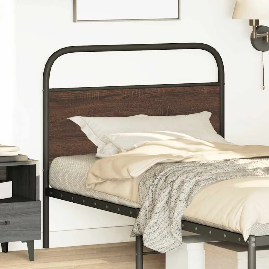 Tête de lit de remplacement chêne marron 100 cm acier et bois d'ingénierie - 2