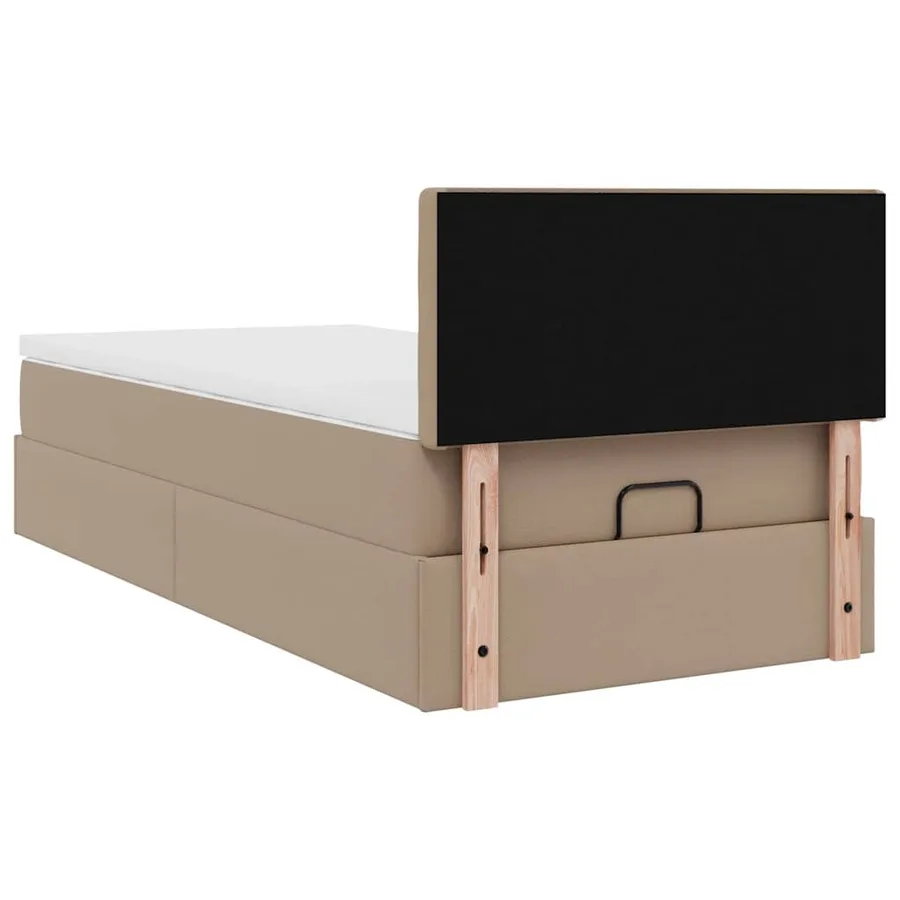 Cadre de lit ottoman et matelas cappuccino 100x200cm similicuir - 10