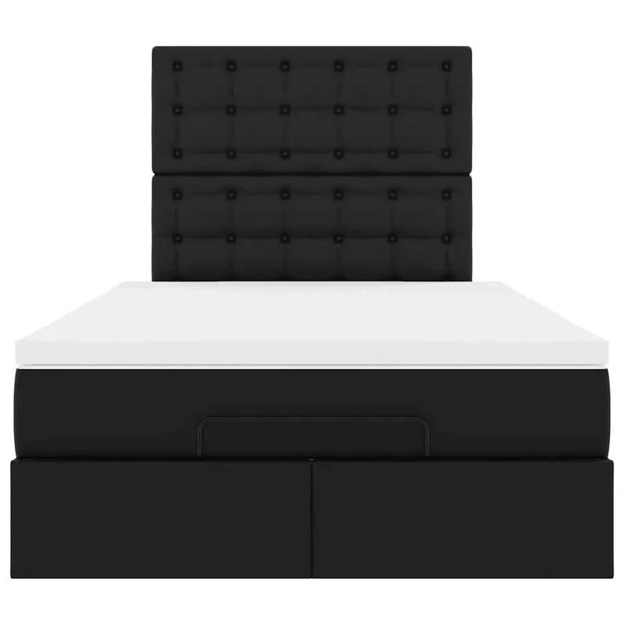 Cadre de lit ottoman avec matelas noir 120x190 cm similicuir - 8