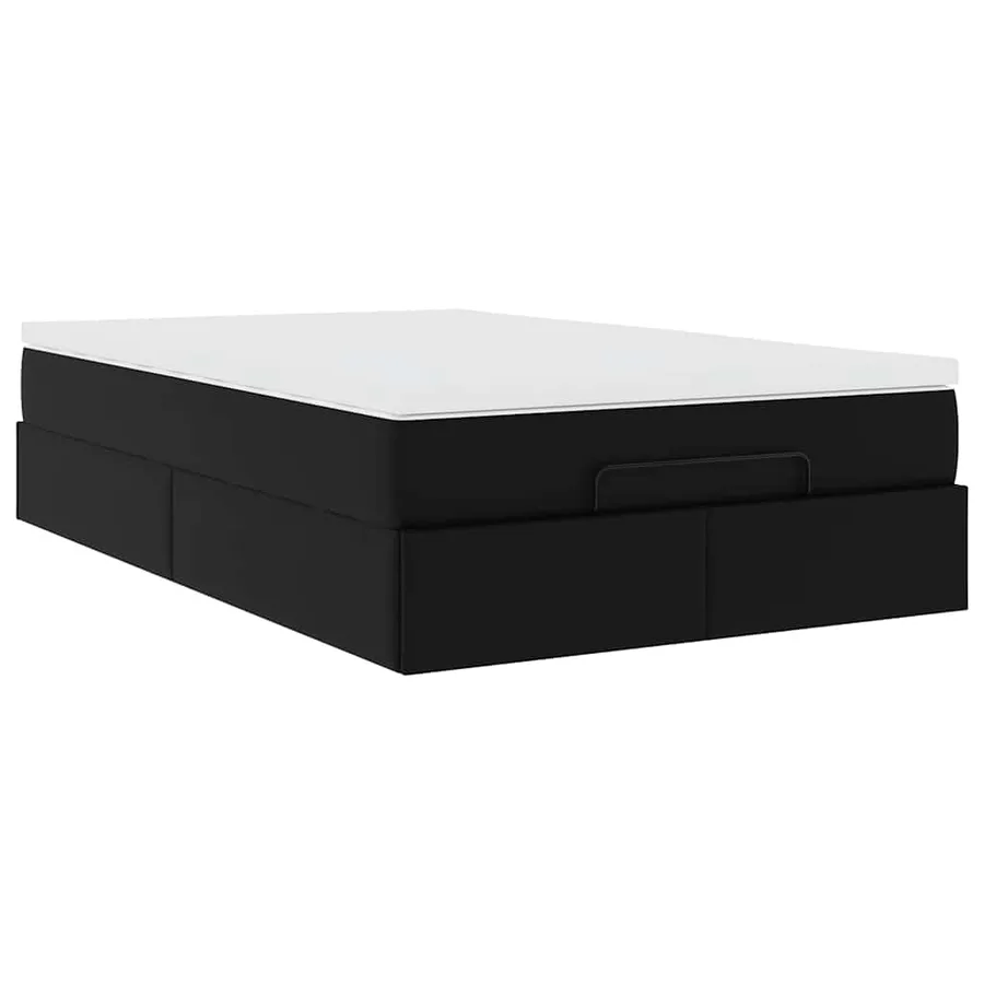 Cadre de lit ottoman avec matelas noir 120x190 cm similicuir - 10