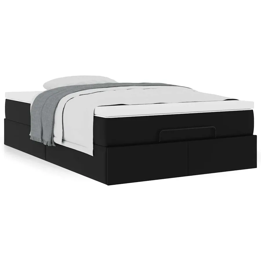 Cadre de lit ottoman avec matelas noir 120x190 cm similicuir - 4