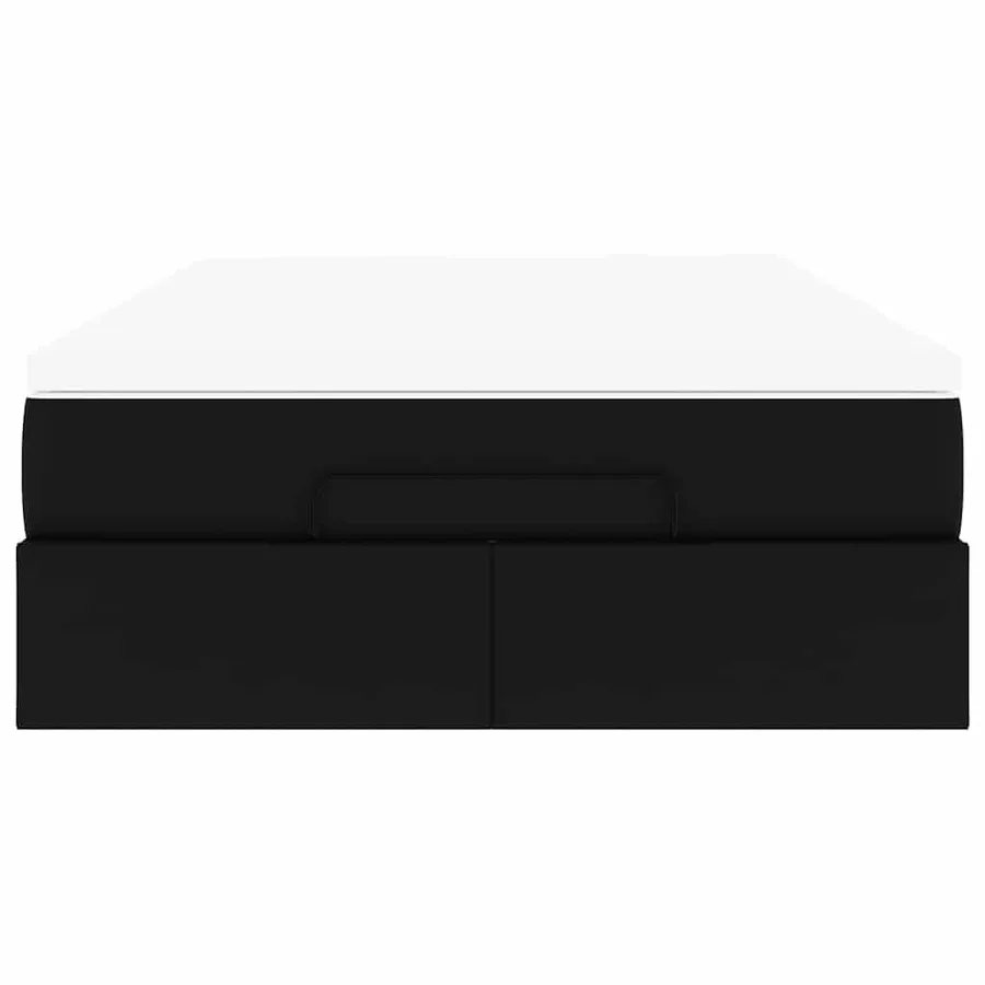 Cadre de lit ottoman avec matelas noir 120x190 cm similicuir - 7