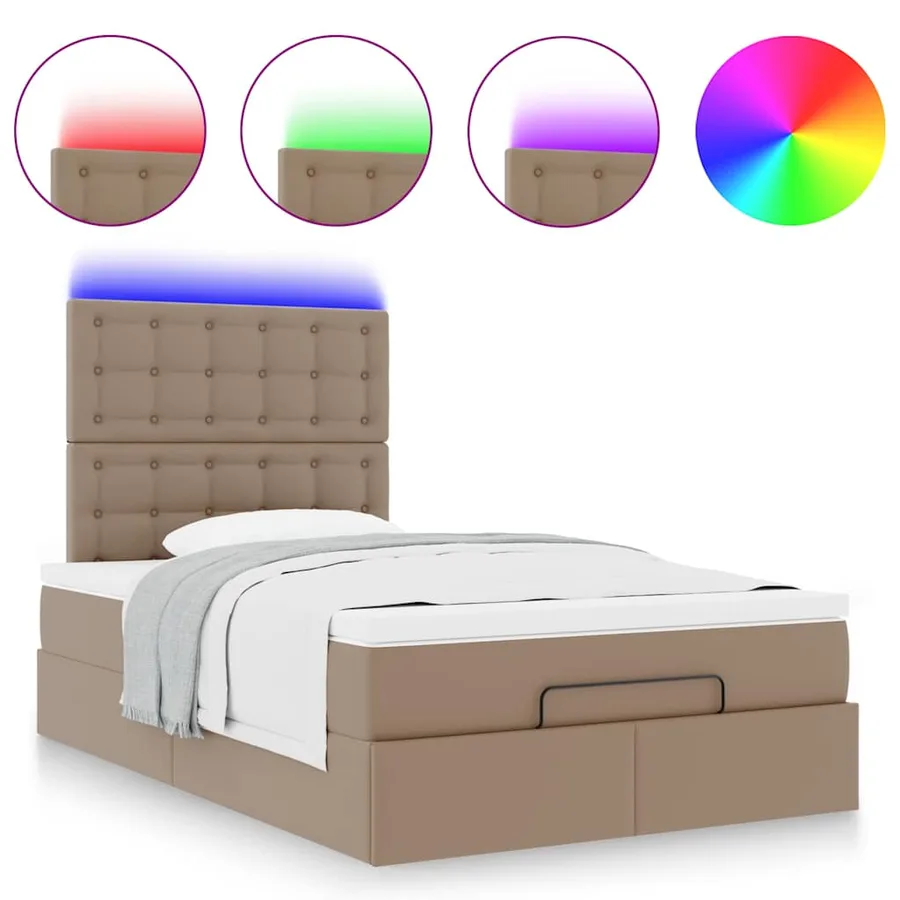 Cadre de lit ottoman et matelas cappuccino 120x200cm similicuir - 5