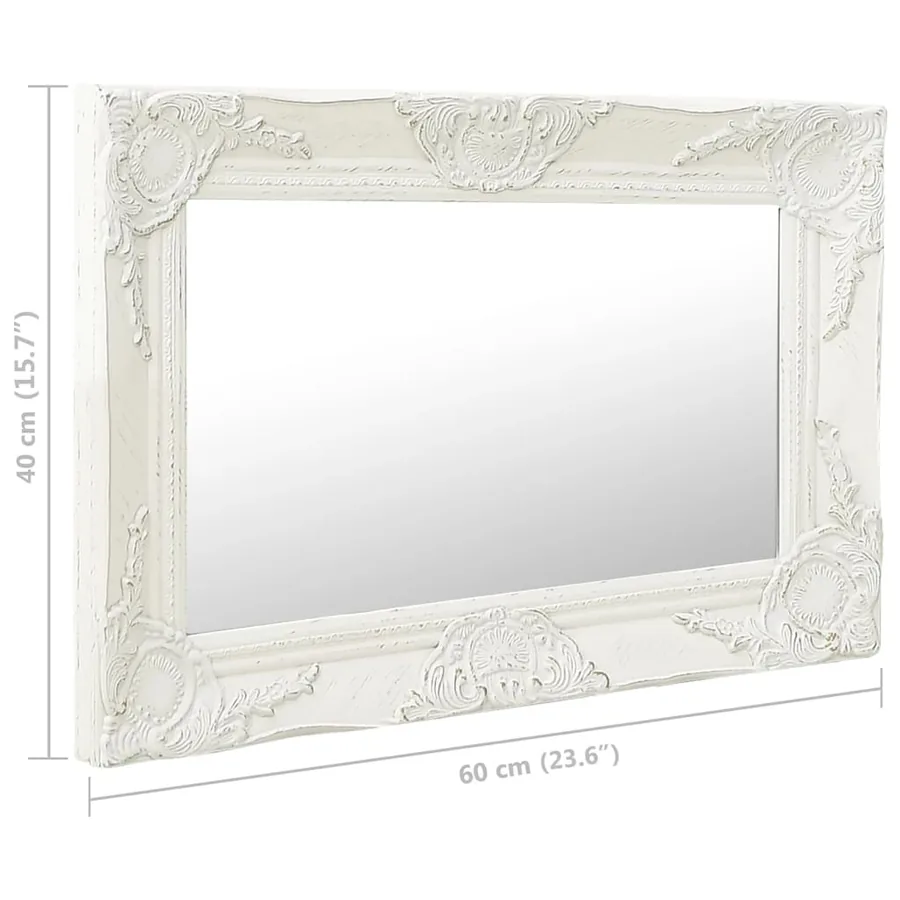 Miroir mural style baroque 60x40 cm Blanc - 6