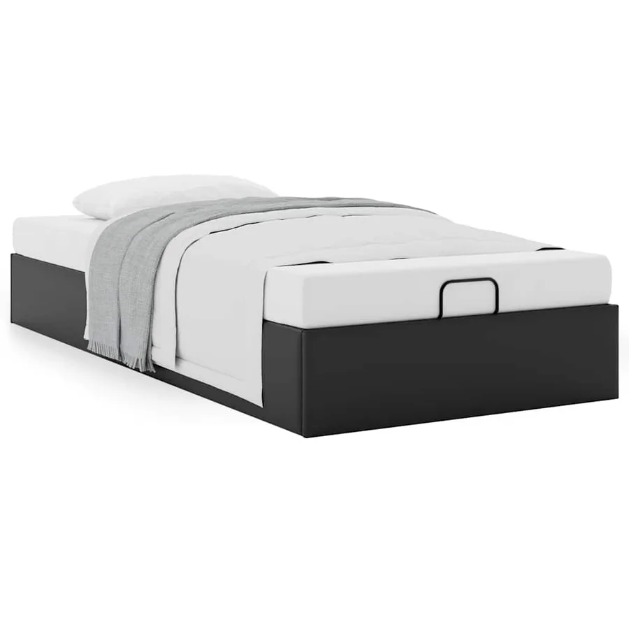 Cadre de lit ottoman sans matelas noir 90x200 cm similicuir - 4