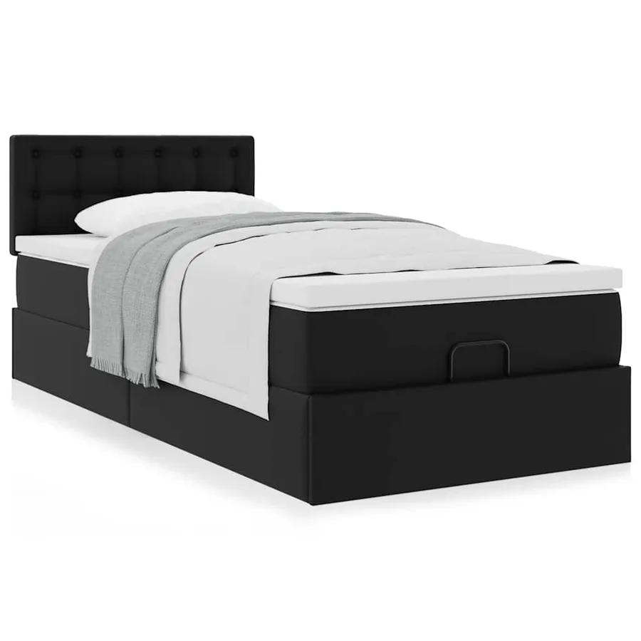 Lit ottoman avec matelas noir 80x200 cm similicuir - 4
