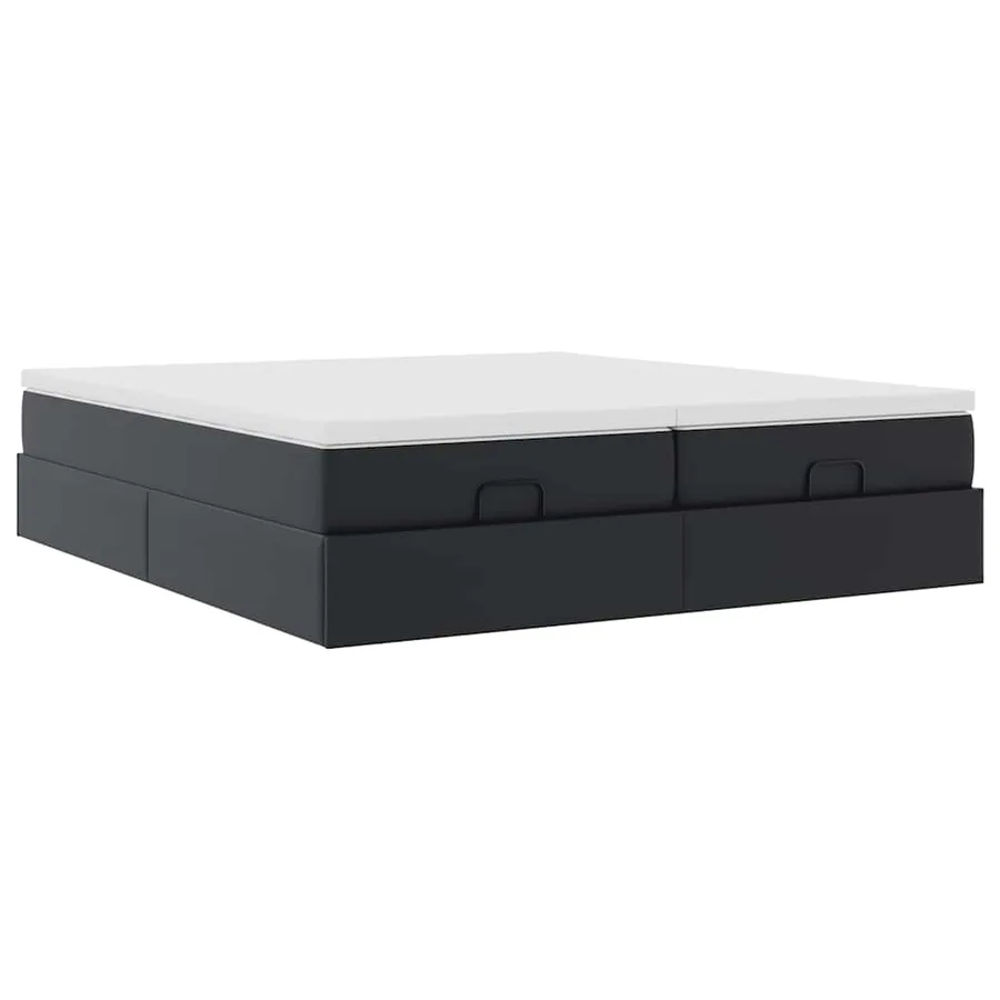 Cadre de lit ottoman avec matelas noir 160x200 cm similicuir - 6