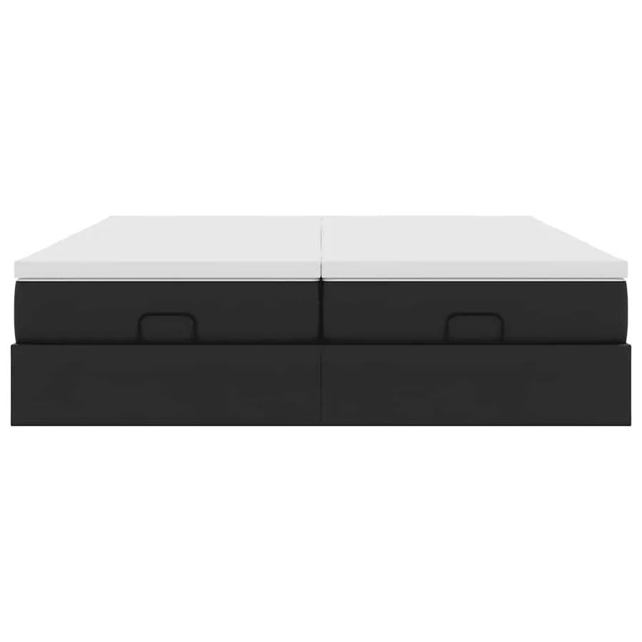 Cadre de lit ottoman avec matelas noir 160x200 cm similicuir - 7