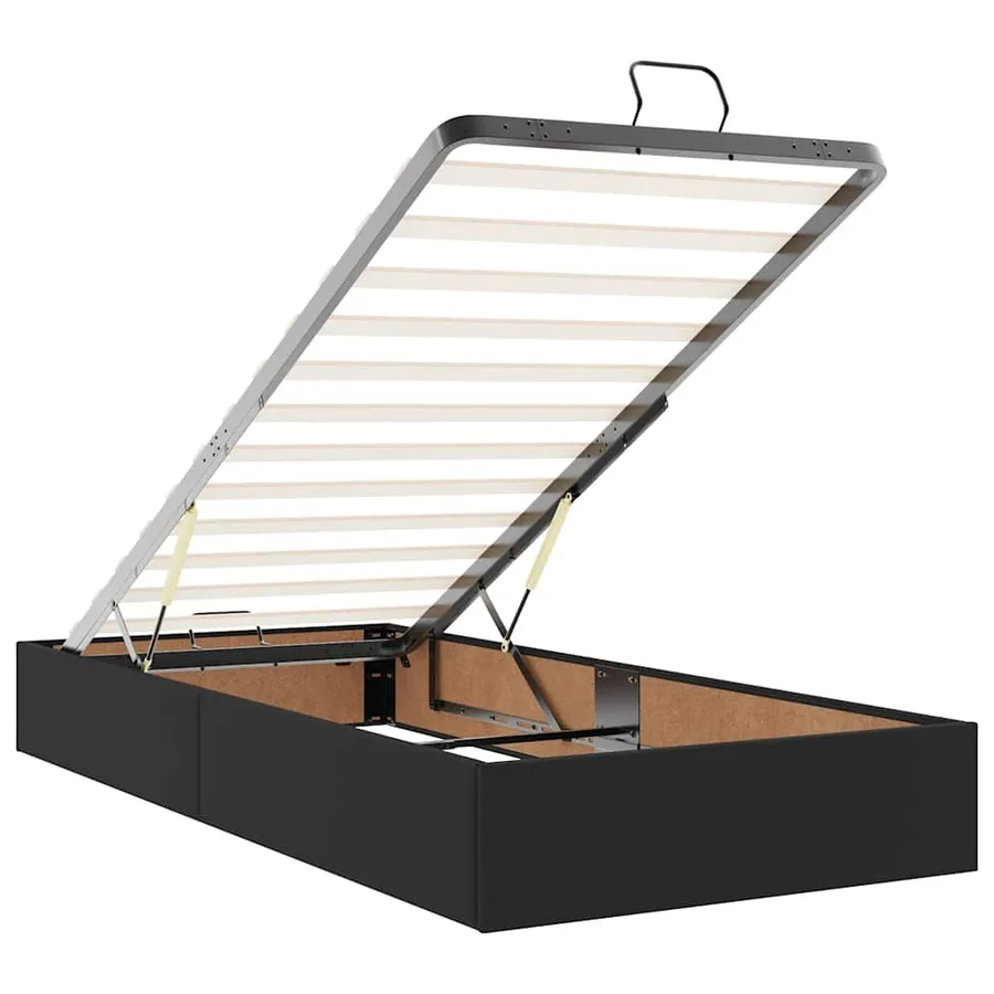 Lit ottoman avec matelas noir 90x200 cm similicuir - 12