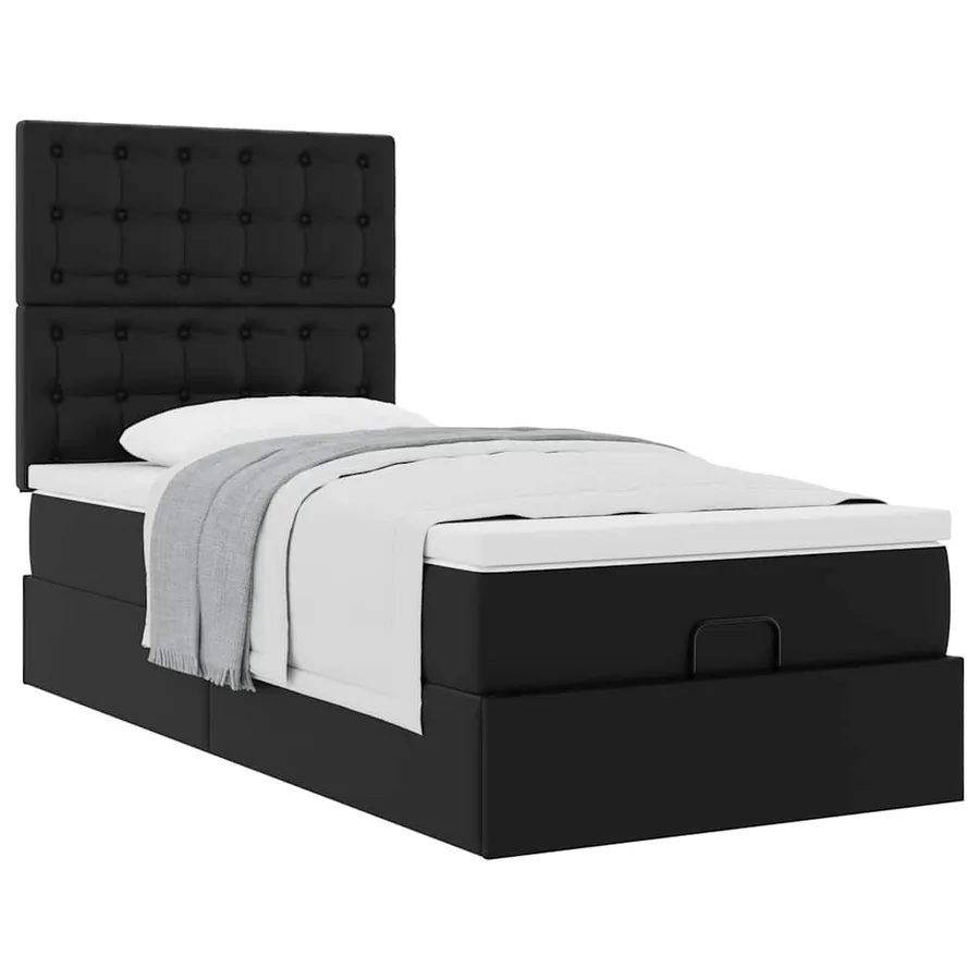 Lit ottoman avec matelas noir 90x200 cm similicuir - 4