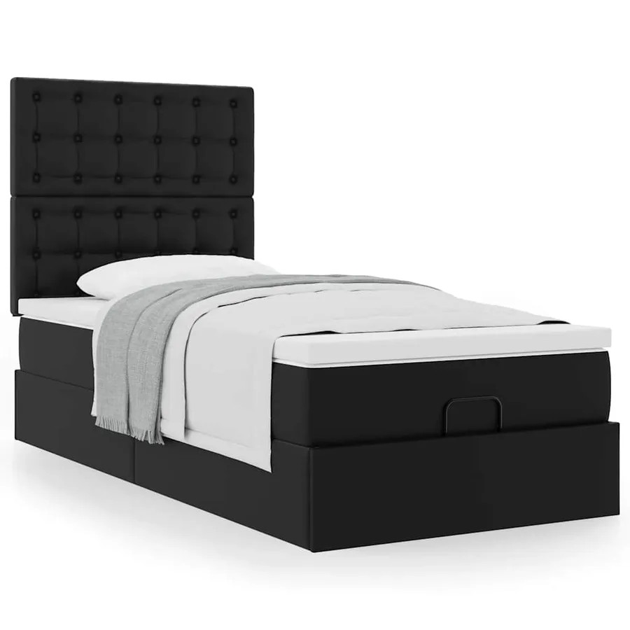 Lit ottoman avec matelas noir 90x200 cm similicuir - 5