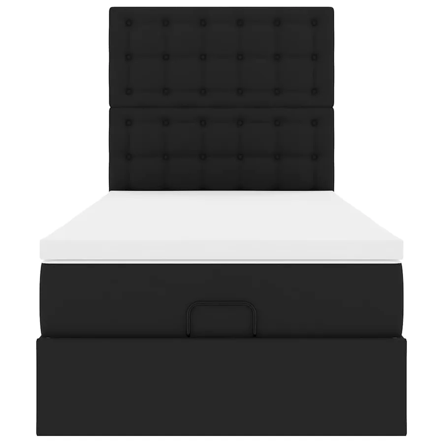Lit ottoman avec matelas noir 90x200 cm similicuir - 7