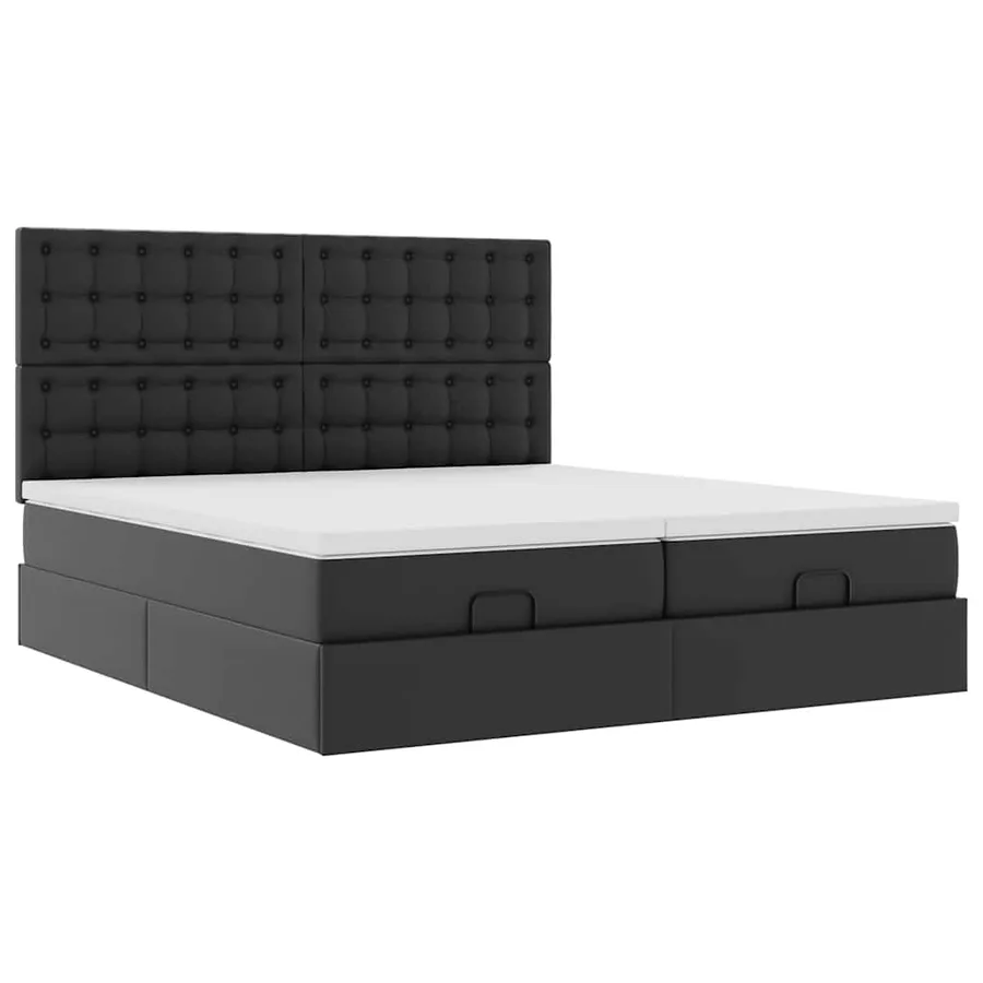 Lit ottoman avec matelas & LED Noir 180x200cm similicuir - 7