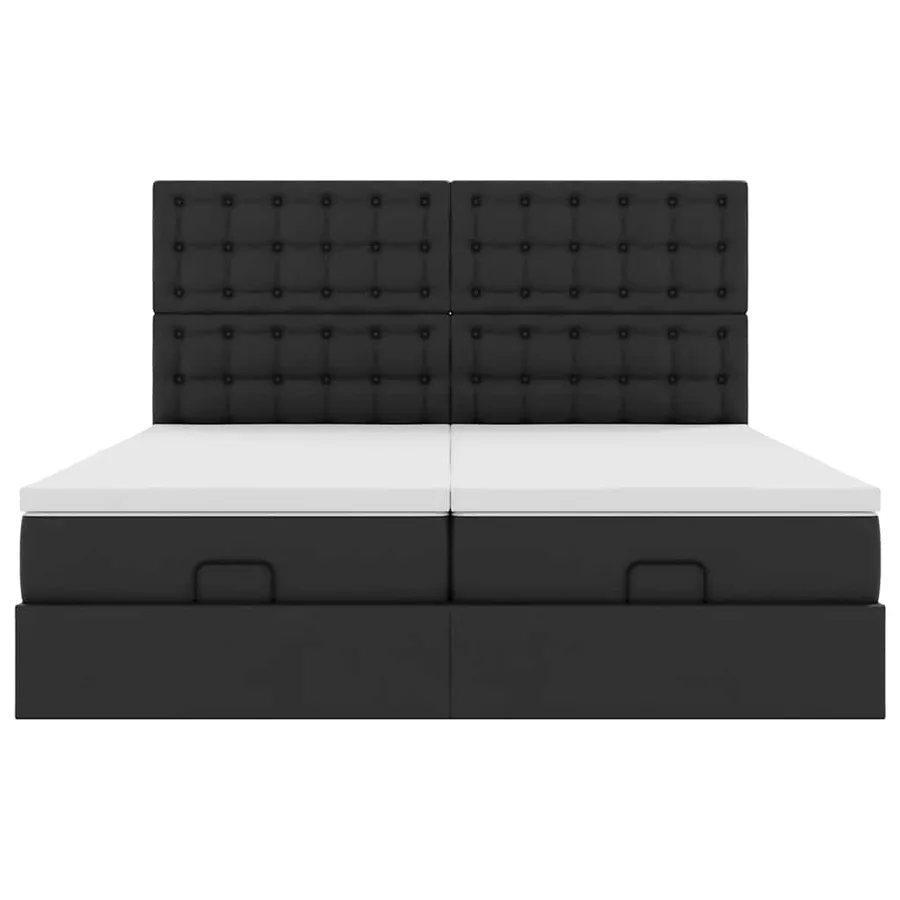 Lit ottoman avec matelas & LED Noir 180x200cm similicuir - 8