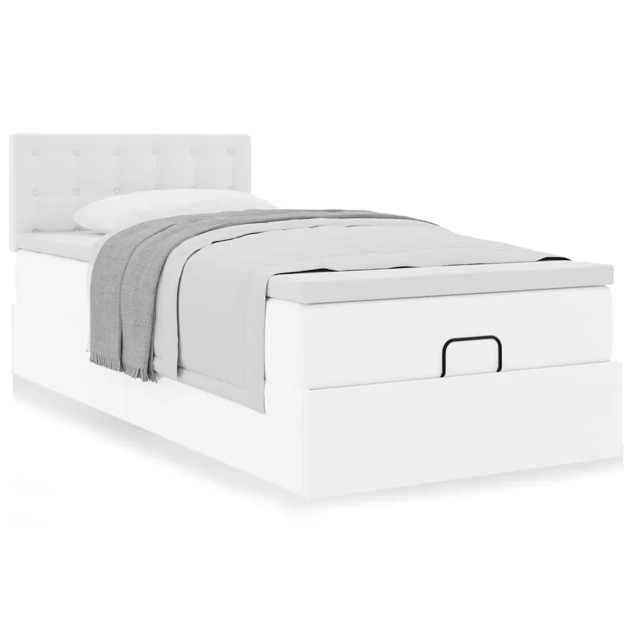 Lit ottoman avec matelas blanc 90x200 cm similicuir - 4