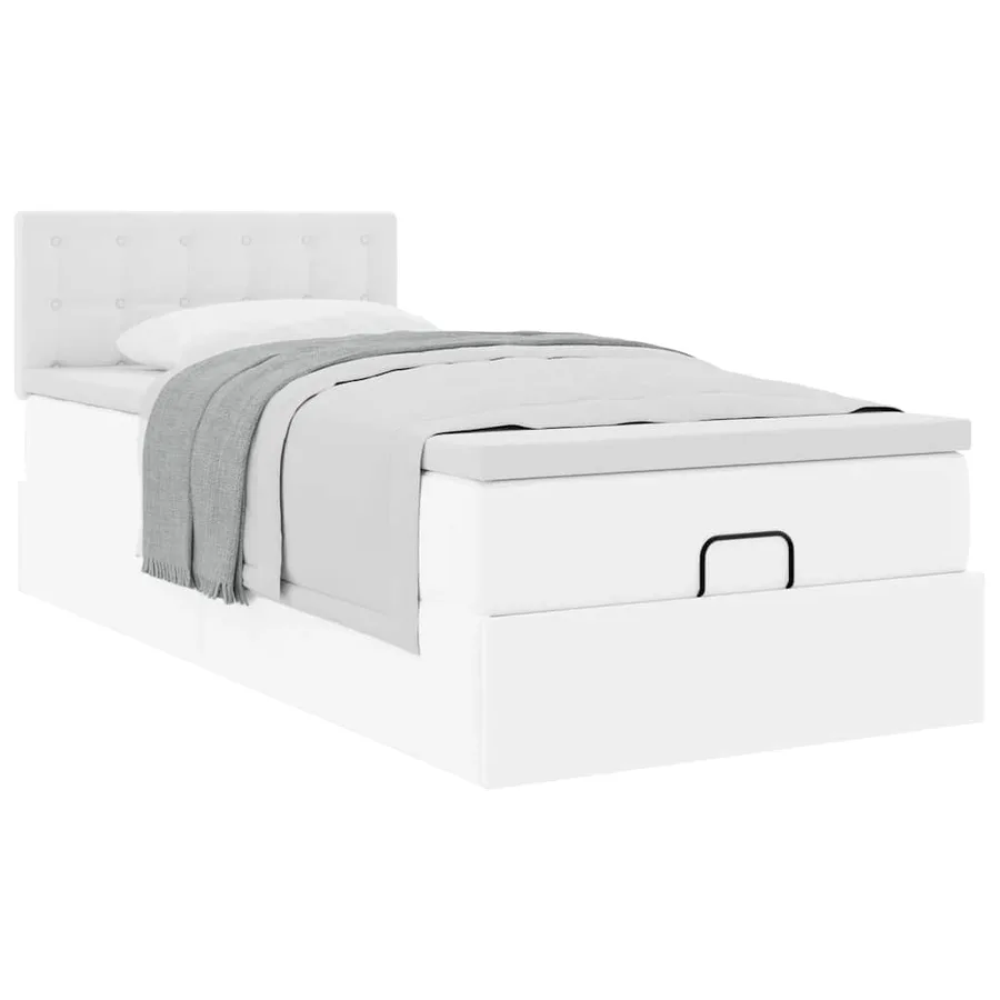Lit ottoman avec matelas blanc 90x200 cm similicuir - 5