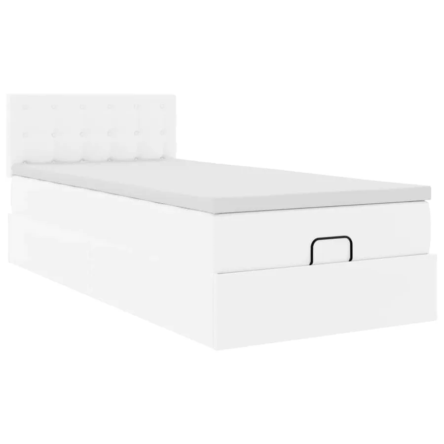 Lit ottoman avec matelas blanc 90x200 cm similicuir - 6