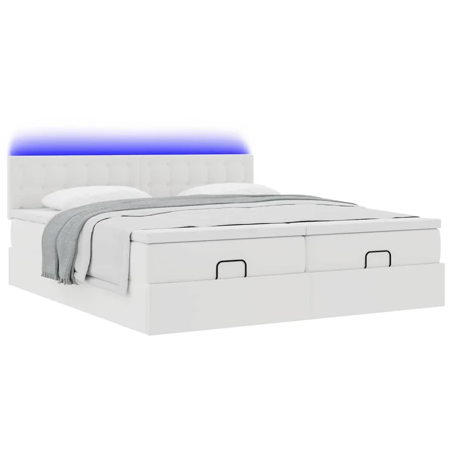 Cadre de lit ottoman avec matelas blanc 180x200 cm similicuir - 6