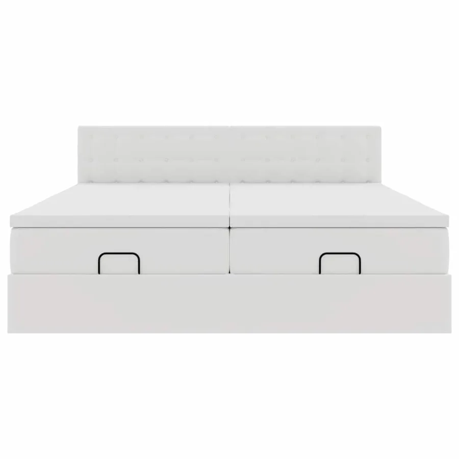 Cadre de lit ottoman avec matelas blanc 180x200 cm similicuir - 8
