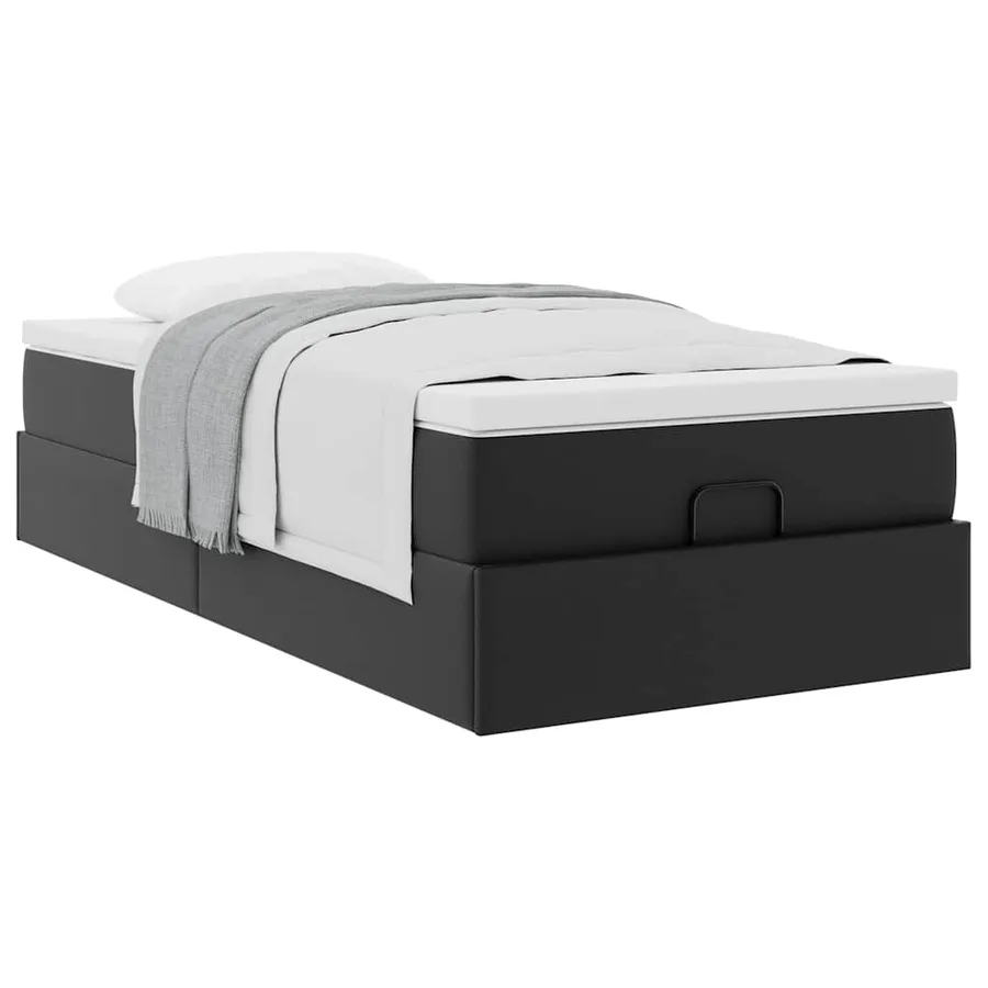 Cadre de lit ottoman avec matelas noir 90x190 cm similicuir - 5