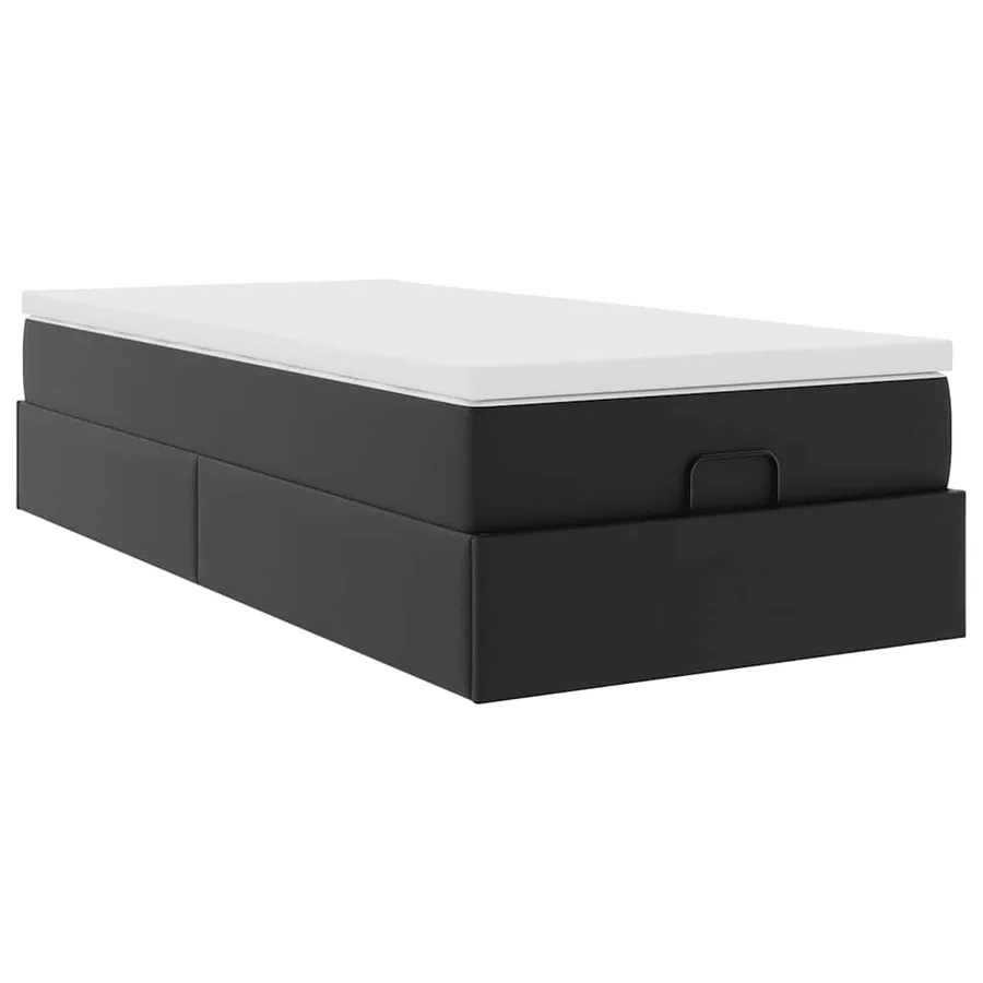 Cadre de lit ottoman avec matelas noir 90x190 cm similicuir - 6