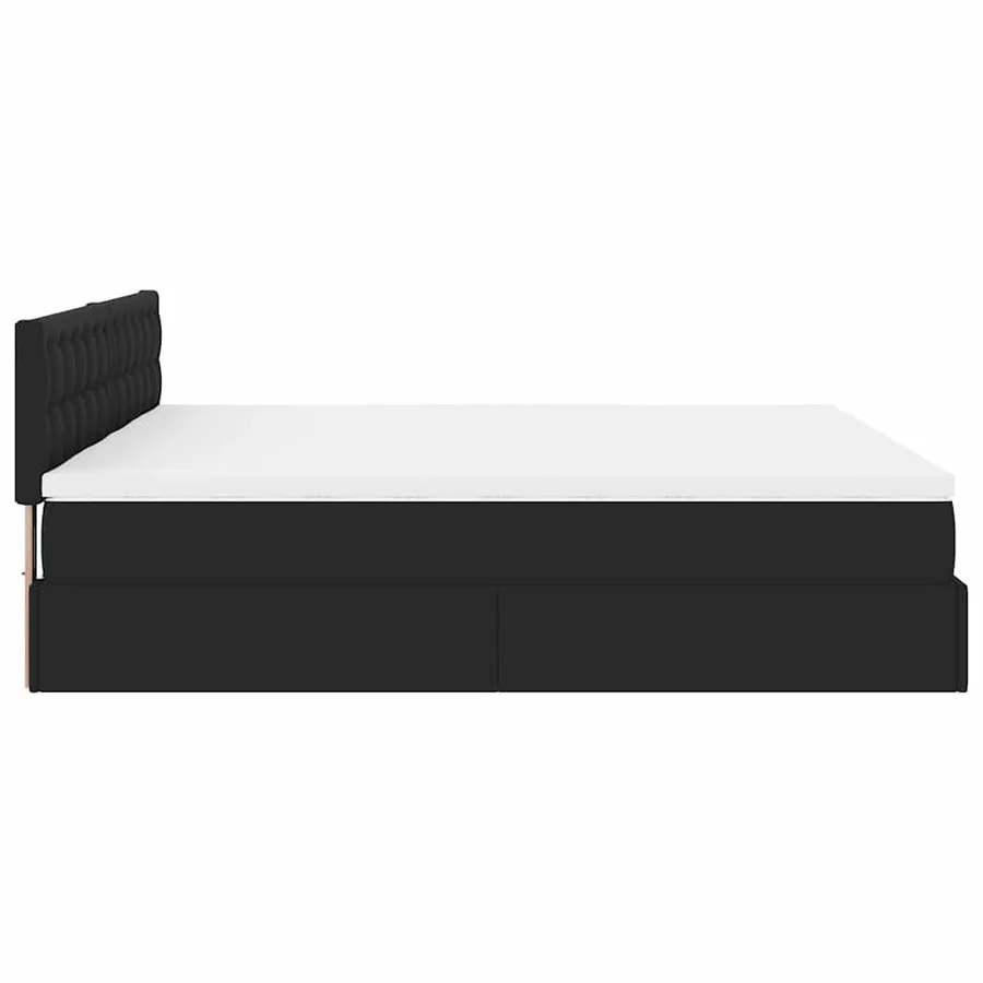Cadre de lit ottoman avec matelas noir 200x200 cm similicuir - 10