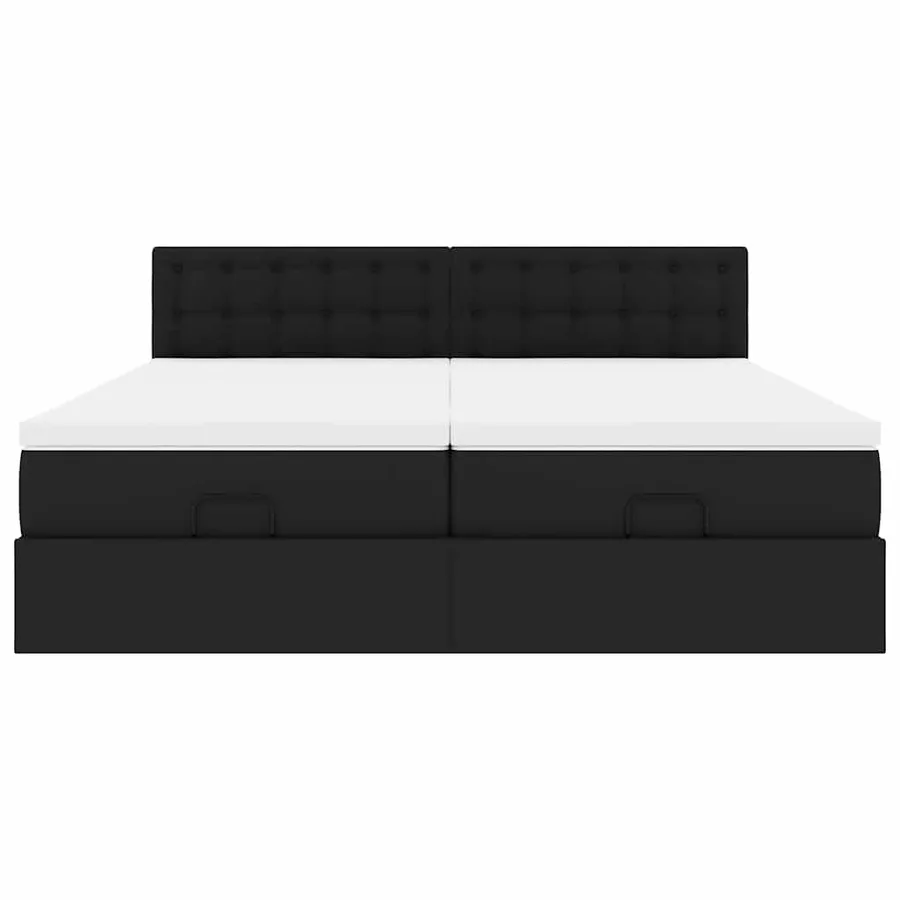 Cadre de lit ottoman avec matelas noir 200x200 cm similicuir - 7